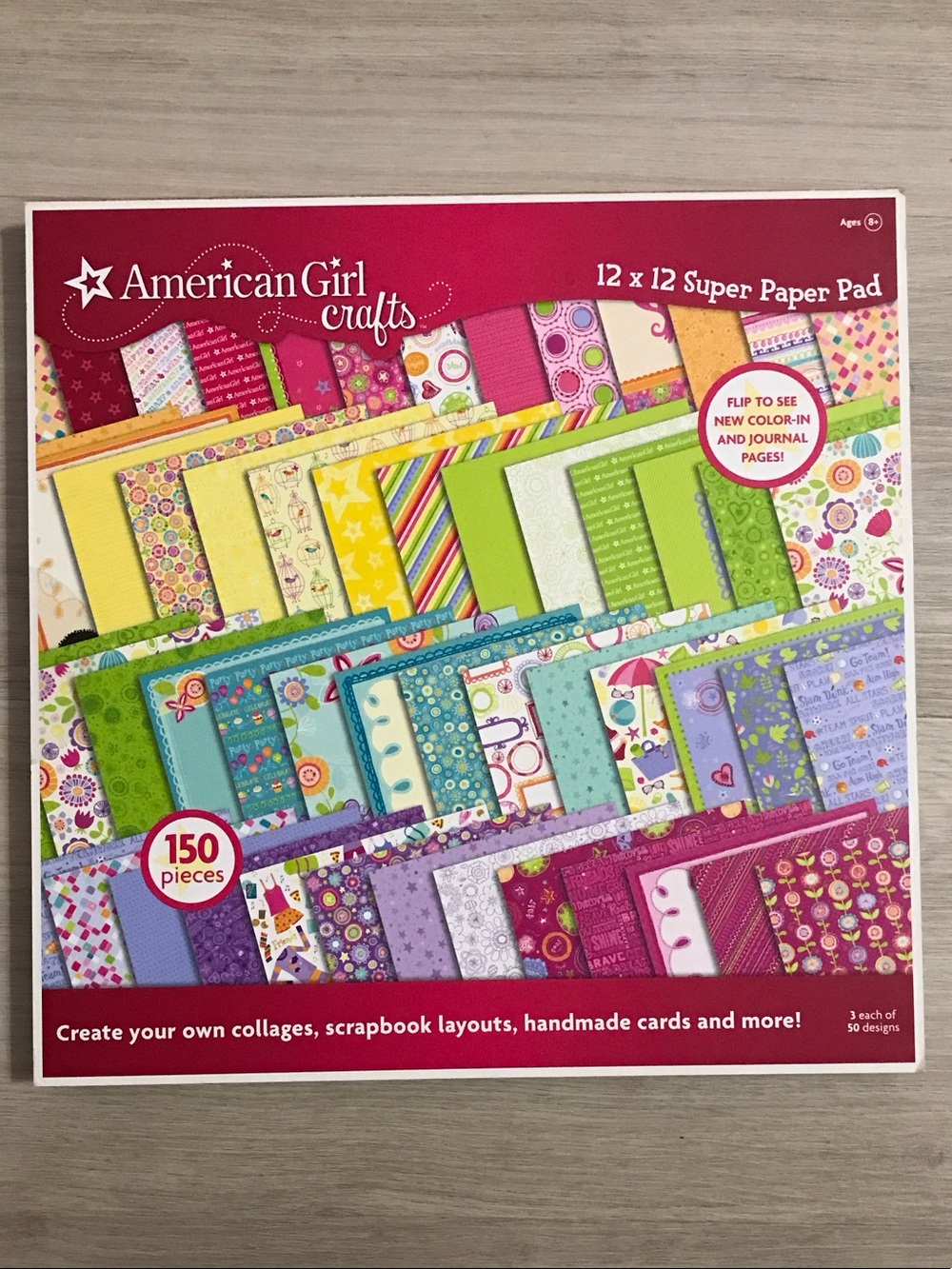 American Girl Crafts Colorful Paper Pad - Pink, Purple, Green, Blue, Yellow
